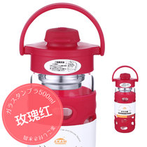 日本AKAW爱家屋蜂巢玻璃杯男女网红学生便携创意花茶果汁随手杯(玫瑰红-500ML)