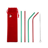 INS圣诞304不锈钢吸管套装金属吸管创意饮料吸管套装带礼袋可定制(默认 1)