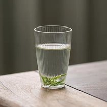草木祠 密棱果汁杯玻璃杯 北欧风酒杯竖纹高脚玻璃茶杯透明水杯子(清纹杯)