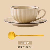 挂耳咖啡杯高颜值轻奢陶瓷精致日式家用复古杯碟茶杯女马克杯杯子(米黄色)