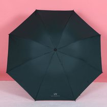 超轻迷你五折太阳伞防晒防紫外线遮阳伞女小巧便携晴雨两用胶囊伞(【手动款三折】UV-墨绿色 默认)