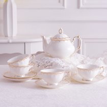 简约英式下午茶茶具套装高档陶瓷咖啡具欧式花果茶茶具整套礼盒装(白色1小壶4套杯碟勺 9件)