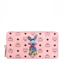 超市-奢侈品/钱包/卡包MCM女士PVC小兔子图案印花长款拉链多卡位钱包(粉红色)