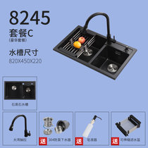 名逸石英石水槽双槽洗菜盆洗碗盆台上台下盆(820x450x220双槽 套餐C（豪华套餐）)