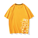 五分袖男士夏季短袖t恤潮流宽松圆领半袖上衣服JHT990096(黄色 XXXL)