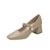 SUNTEK玛丽珍女鞋软皮中跟晚晚风温柔鞋2021年新款春季高跟奶奶粗跟单鞋(38 卡其色)