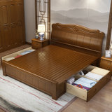 进畅家具 实木床主卧橡木双人床简约现代1.5m1.8米原木中式储物经济型家具(1.5*2米 床)