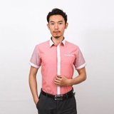 2013爆款男士立领怀旧复古休闲纯棉短袖衬衫C13011(粉红 38)
