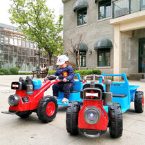 儿童充电电动手扶拖拉机玩具车童车四轮双人男女孩子特大号可坐人(蓝色)