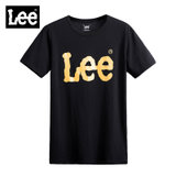 LEE男士印花logo字母短袖T恤L250232LQK11(黑色 S)