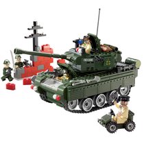 启蒙积木小颗粒男孩拼装军事模型610岁儿童玩具军事系列坦克