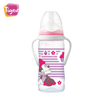 Tigex迪士尼米奇米妮系列宽口径PP奶瓶塑料300ml硅胶奶嘴6-18个月(米妮)