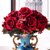 A欧式美式家居样板间复古花瓶花器摆件仿真玫瑰绢布花艺装饰摆设(手感绒布红花2束（不含花瓶）)