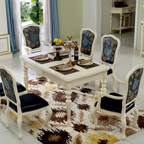 a家家具 美式乡村大理石餐桌椅组合现代简约家用白色实木欧式餐桌(餐桌 木面)