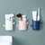 卫生间牙刷置物架壁挂式沥水免打孔浴室洗漱台梳子牙膏筒收纳筒(三个装（灰白+粉+蓝）)