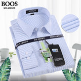 MILAI BOOS男装衬衫长袖2022无痕纯色厚款boss男士商务休闲日常上班大码长袖衬衣男(蓝条纹（123） 43)