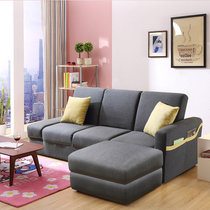 A家家具 沙发 北欧客厅小户型布艺沙发床 可拆洗日式懒人折叠床(灰黑色三人位+脚踏)