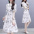 2018夏季新款女装时尚韩版气质修身中长款雪纺裙子碎花连衣裙女夏(白色)(XL)