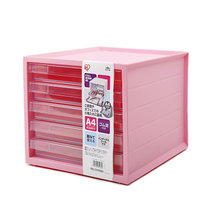 爱丽思IRIS  彩色树脂桌面办公文件储物整理盒收纳柜PKC-5M(粉红色)