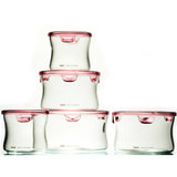 怡万家iwaki耐热玻璃 进口微波超轻保鲜盒五件套嫩粉红 C-PRN-P25D