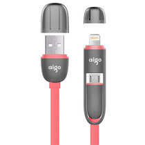 aigo爱国者 DL102 二合一通用USB数据线/充电线 1米 粉色 适于IPhone5s/6/6s/6s plus/三星/小米/魅族/HTC/华为等