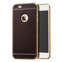 木木（MUNU）苹果iPhone7手机壳 iphone7手机套 保护壳 手机保护套 外壳软套 硅胶套 电镀荔枝纹保护套壳(咖啡色)