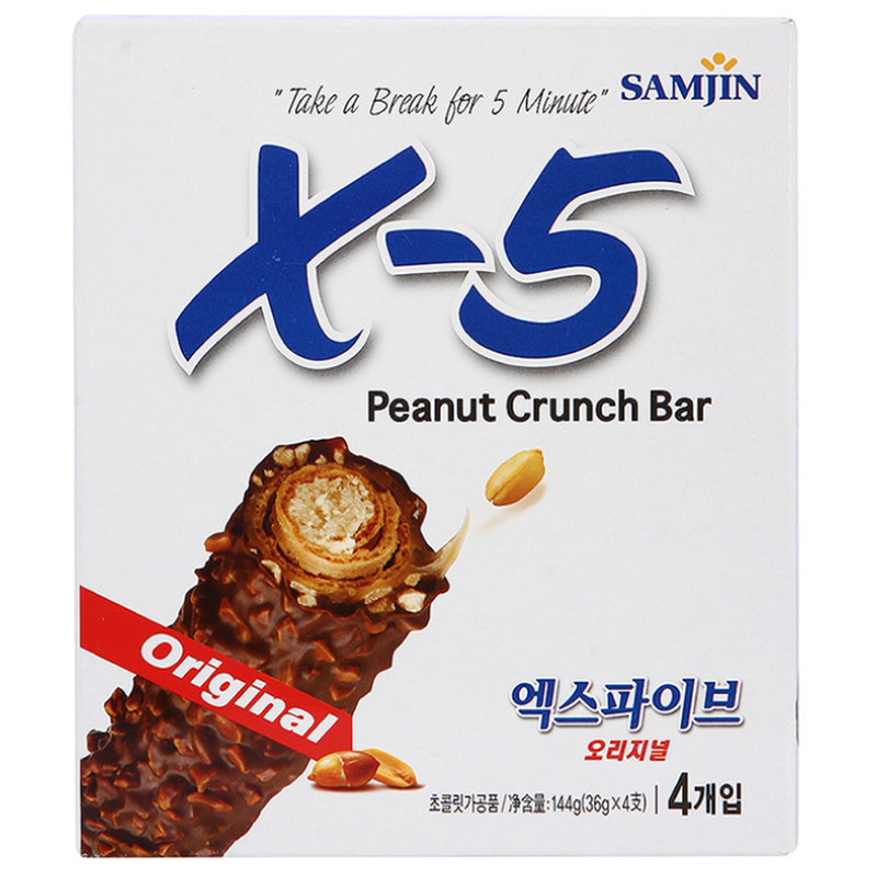 【国美自营】韩国进口 三进x-5花生夹心巧克力棒 原味 144g 进口夹心