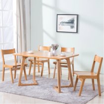 王者佳人 北欧实木餐桌椅组合餐台小户型长方形饭桌子餐厅家具HL-1206(原木色 一桌六椅)