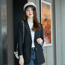 MISS LISA西服外套女长袖韩版设计感大众时尚名媛职业小西装EY8110(黑色 4XL)