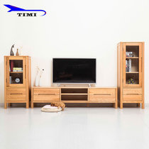 TIMI日式实木电视柜 白橡木隔板电视柜 实木抽屉电视柜 客厅收纳储物柜(原木色 1.5米电视柜)