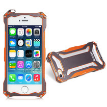 炫酷时尚金属边框手机壳保护套外壳 适用于苹果iphone5/5S(钢铁侠-活力橙)