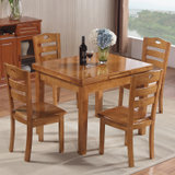 实木餐桌椅组合6人4人伸缩餐台 长方形折叠橡木圆桌饭桌(一桌六椅 1.22米)