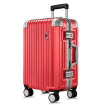 AC米兰 行李箱拉杆个性欧美铝框拉杆箱登机箱旅行箱男潮密码箱 异形护角铝框款AC020(法拉利红 29寸)
