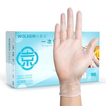 乌斯京 100只一次性手套PVC食品级橡胶手套加厚实验美容烘焙餐饮厨房薄膜透明清洁家用 PVC手套 中码(中码)