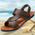 2021夏季男士凉鞋真皮沙滩鞋(棕色 40)