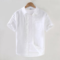 “CaldiceKris （中国CK）夏季新款男士休闲薄款方领衬衫CK-F917“(白色 XL)