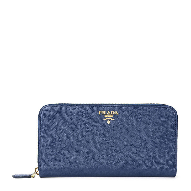 奢侈品钱包卡包prada普拉达矢车菊蓝色牛皮钱包女士1ml506qwaf0016深