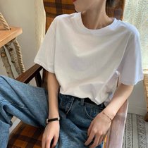 SUNTEK白色t恤女短袖2022年春夏新款韩版宽松简约体恤打底衫女内搭上衣(XXL （121-140斤） 白色)