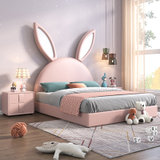 朷木 儿童床男孩女生兔子创意小户型卧室现代简约软包皮床单人梦幻美式公主床(1.2*1.9米（抽屉结构） 单床)