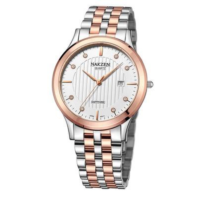 nakzen正品男表休闲商务表钢带石英情侣手表货到付款 进店更多惊喜40