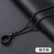 二代三代四代五代Relx一代挂绳 yooz柚子relax防滑链子挂脖手机防摔防丢潮流挂绳(黑色格子链+黑色挂圈 默认)