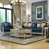 卡富丹 美式实木沙发欧式沙发组合 皮布沙发真皮沙发(全实木真皮沙发 单人位+单人位+三位)