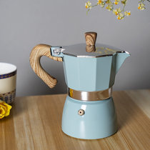 外贸出口意式单阀铝质摩卡壶手冲壶咖啡器具八角咖啡壶煮咖啡家用(3杯蓝色约120ml（电磁炉不可用） 默认版本)