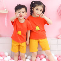 2020春夏款新款韩版纯色儿童装T恤短袖卡通男童女童上衣(平台要求尺码下单自行备注 MN短袖套装橙狮子)