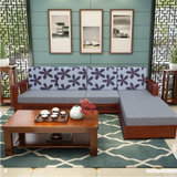 木巴沙发SF031现代中式实木沙发组合新西兰松木客厅家具小户型转角贵妃座(浅棕色SF031)