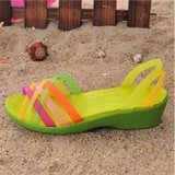 DSXN 赫瑞绮沙滩鞋 甜美休闲舒适平底 夏日小坡跟女式凉鞋 DD0203(果绿 W6)