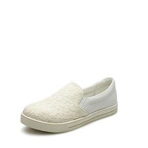 aphne/达芙妮春新款单鞋低跟平底甜美蕾丝布套脚单鞋1515101016(白色 39)