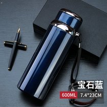 316不锈钢大容量保温杯800男女学生户外保温瓶户外1000水杯子便携(蓝色600毫升送杯刷+杯套)