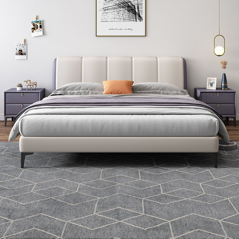 华南家具轻奢意式软体床简约现代主卧18米大皮床卧室15米单人床铺紫