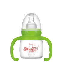 运智贝玻璃果汁奶瓶初生婴儿宝宝喝水奶瓶防呛喂药便携小奶瓶60ml(绿色 全瓶（带吸管和手柄）)